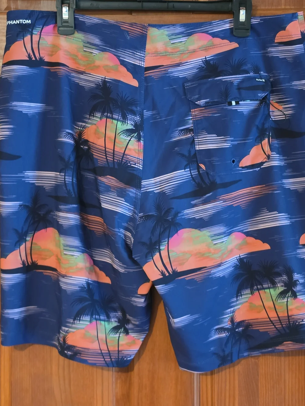 Hurley Navy Board Shorts with Orange Pink and Green Tropical Print